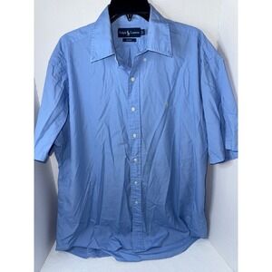 Ralph Lauren Mens Light Blue Blake Short Sleeve Button Down Shirt size Large